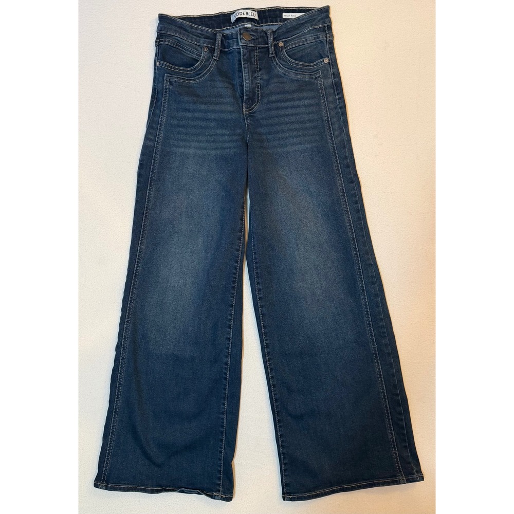 Code Bleu High Rise Wide Leg Jeans Dark Wash Denim Size 4 Average